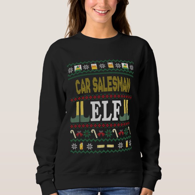 Tomte bilförsäljare jul t shirt (Framsida)