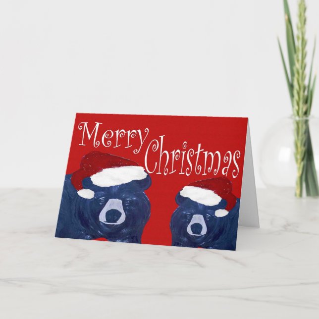 Tomte björnar jul ledtrådar julkort. helgkort (Framsida)