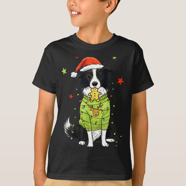 Tomte Border Collie Jul Border Collie Hund Mo T Shirt (Framsida)