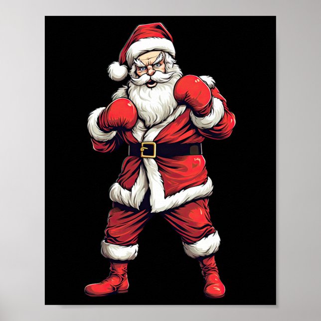 Tomte Boxare Boxning Kickboxning Jul Xmas Poster (Framsidan)