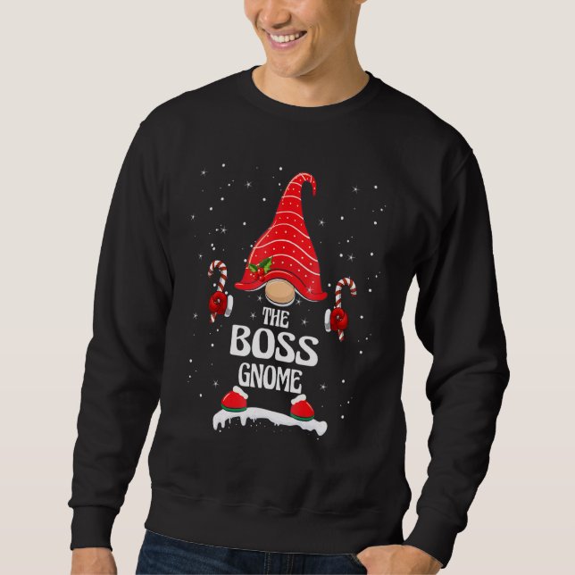 Tomte Buffalo Randig Matchande Familj Jul Lång Ärmad Tröja (Framsida)