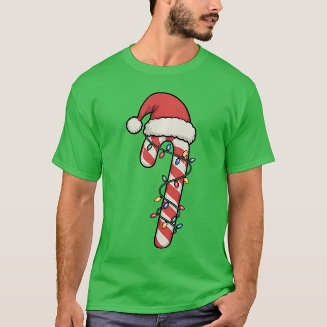 Tomte Candy Cane Män Kvinnor Pojkar Candy Cane Xma T Shirt (Framsida)