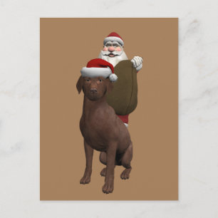 Tomte Claus älskar sin lilla hund Helg Vykort
