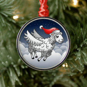 Tomte Claus flygande jul får Julgransprydnad Metall