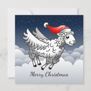 Tomte Claus flygande jul får Julkort
