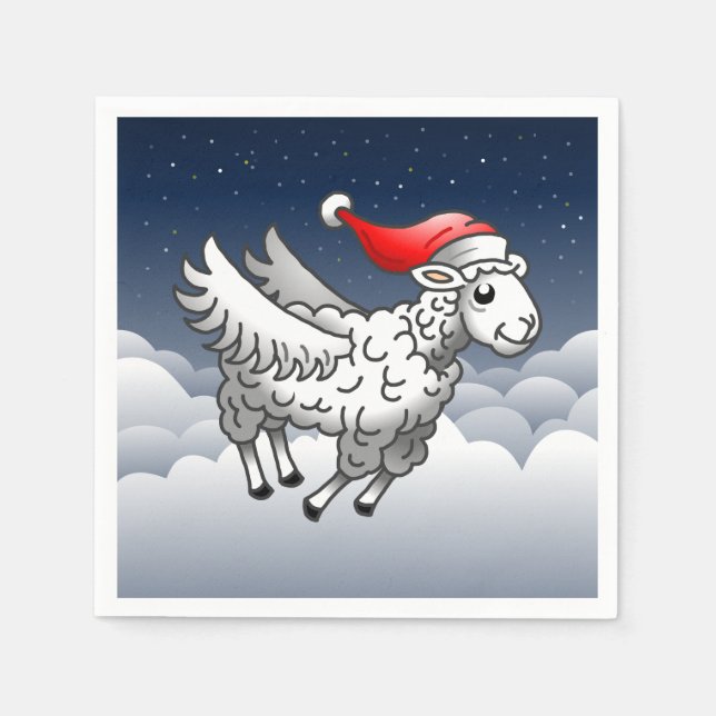 Tomte Claus flygande jul får Pappersservett (Framsidan)