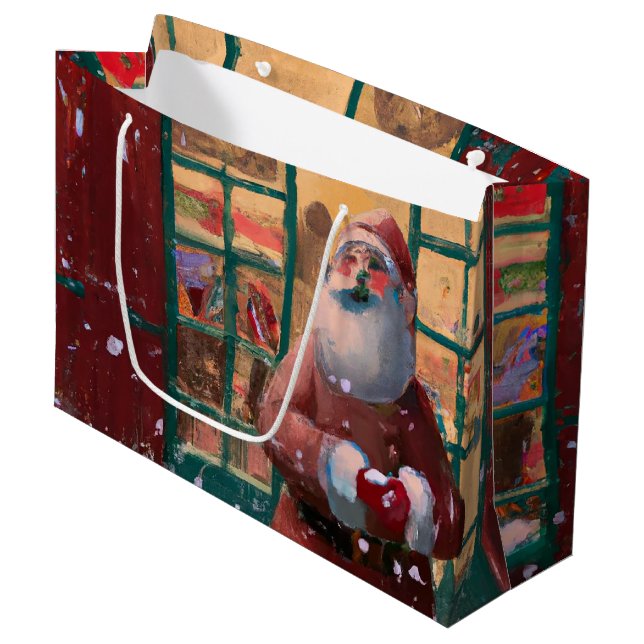 Tomte Claus framför leksaksbutik AI-konst (Framsidan Vinklad)