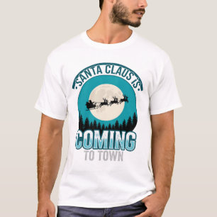 Tomte Claus Kommer Till Stan Julmåne Design T Shirt