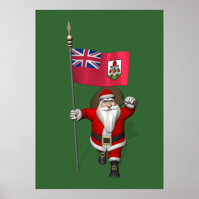 Tomte Claus med Bermudas fana Poster (Framsidan)