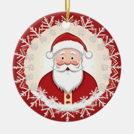 Tomte Claus mitt i snöflingor Julgransprydnad Keramik