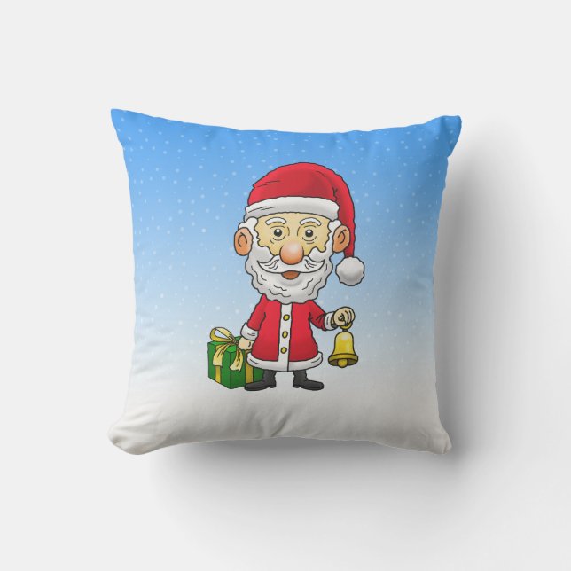 Tomte Claus ringer i klockan på julafton Kudde (Framsida)