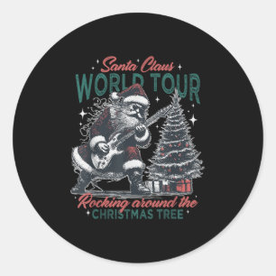 Tomte Claus World Tour Rocking Around The Christma Runt Klistermärke