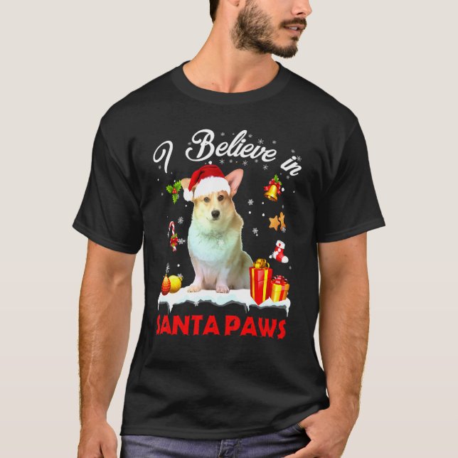 Tomte Corgi Julhund Juldekoration T Shirt (Framsida)