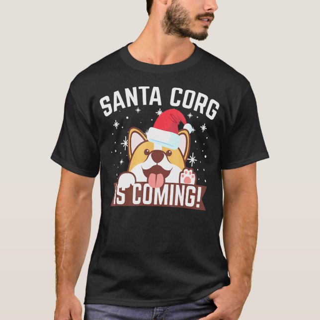 Tomte Corgi Kommer Jul Corgi T Shirt (Framsida)
