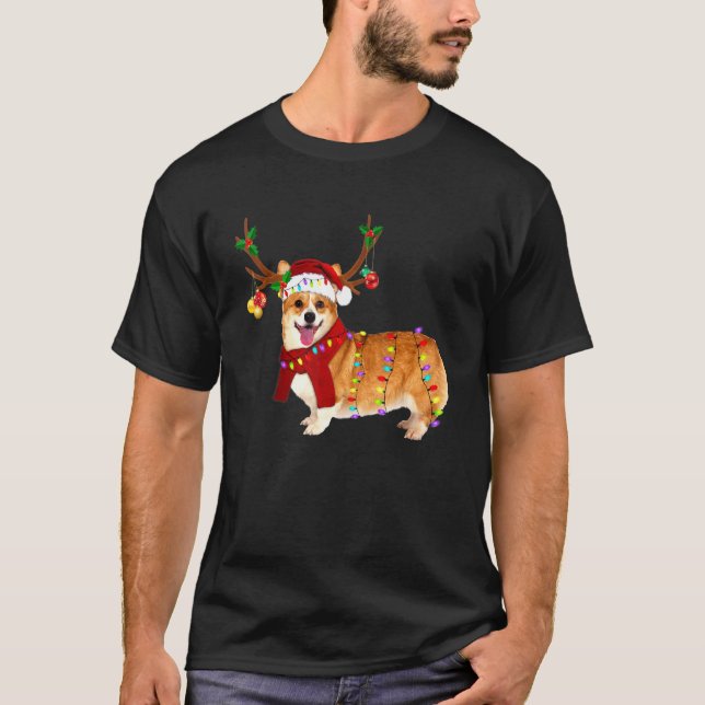 Tomte Corgi Ren Ljus Jul T Shirt (Framsida)