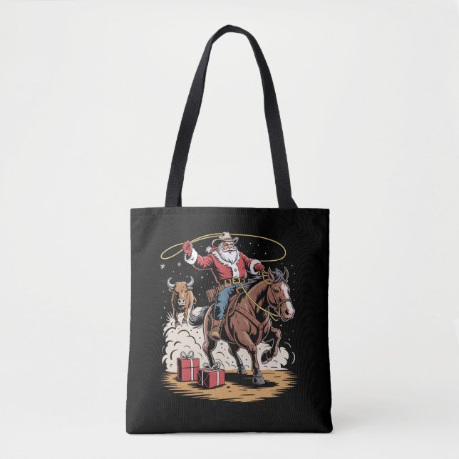 Tomte Cowboy Vintage jul häst ko  Tygkasse (Framsida)