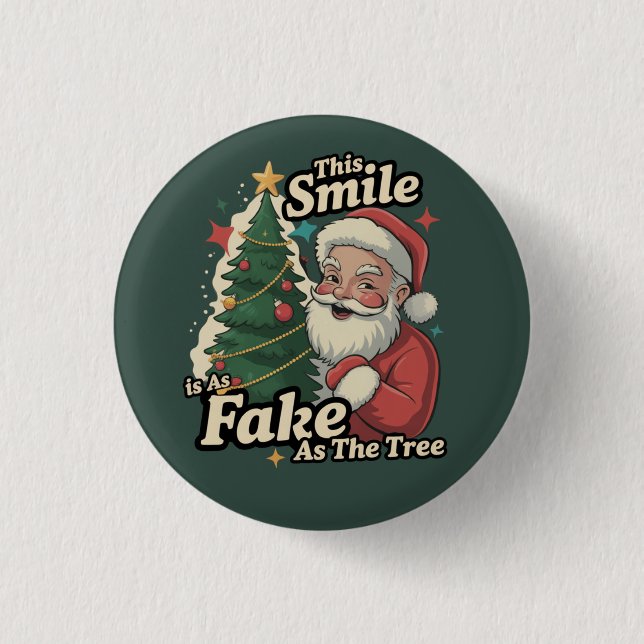 Tomte Detta Leende är lika falskt som träd-familje Knapp (Framsida)