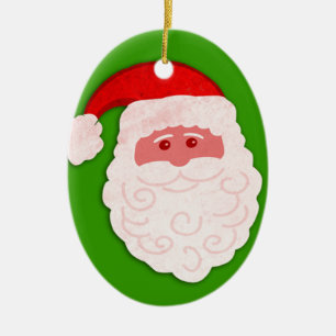 Tomte dina hälsningar grön, röd & vit prydnad julgransprydnad keramik
