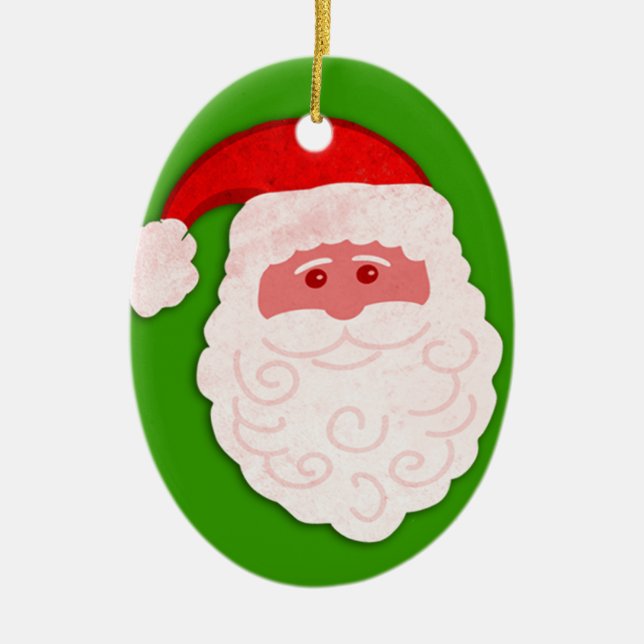Tomte dina hälsningar grön, röd & vit prydnad julgransprydnad keramik (Framsidan)