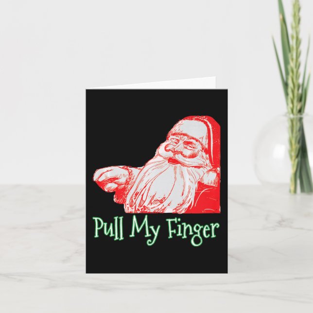 Tomte Dra Min Finger Roligt Jul Fart Humor Pr Kort (Framsida)