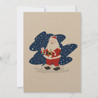 Tomte dricker bubbel-te julkort