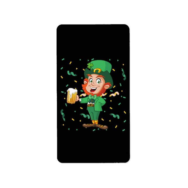 Tomte dricker öl St. Patricks dag Adressetikett (Framsidan)