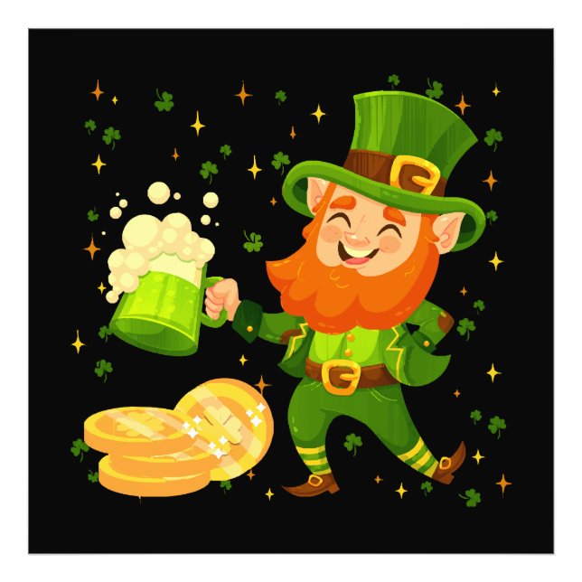 Tomte dricker öl St. Patricks dag Fototryck (Framsidan)