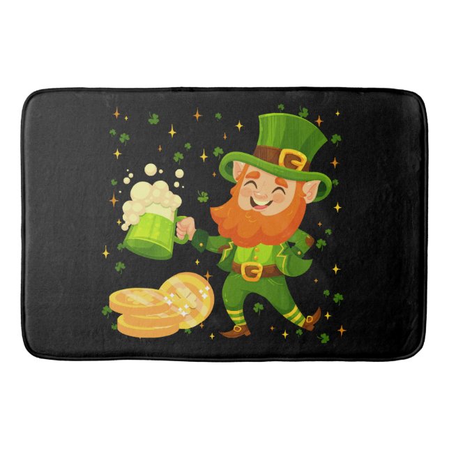 Tomte dricker öl St. Patrick's Day Badrumsmatta (Framsidan)