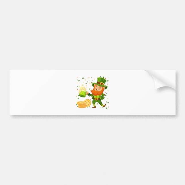 Tomte dricker öl St. Patrick's Day Bildekal (Framsidan)