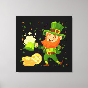 Tomte dricker öl St. Patrick's Day Canvastryck