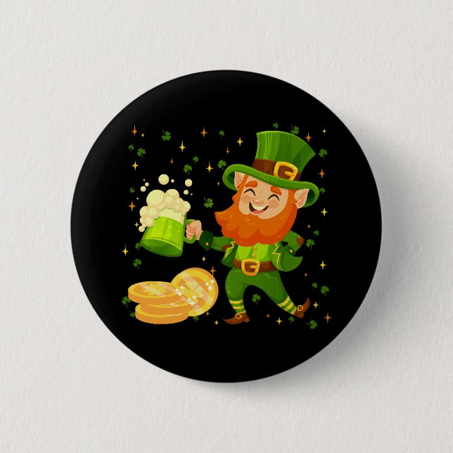 Tomte dricker öl St. Patrick's Day Knapp (Framsida)