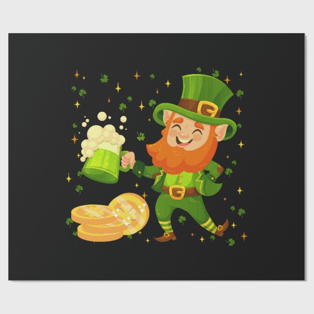 Tomte dricker öl St. Patrick's Day Presentpapper (Platt)
