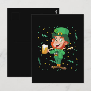 Tomte dricker öl St. Patrick's Day Vykort