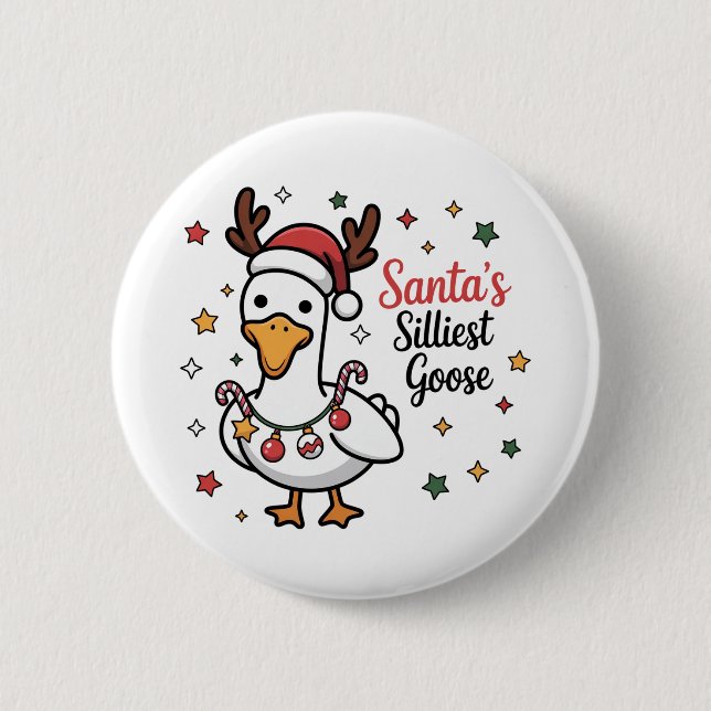Tomte Dumma Gås Jul Anka Rolig Söt  Knapp (Framsida)