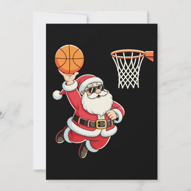 Tomte dunkar en basketboll jul jultomten inbjudningar (Framsida)