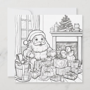 Tomte Eldstad Jul Presenter Barn Färgläggning Jul Julkort
