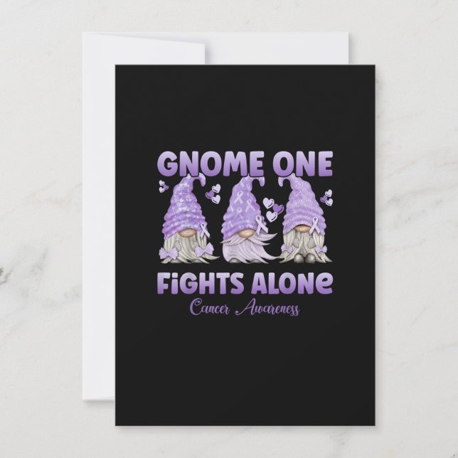 Tomte En Kämpar Ensam Lavendel  Bekämpa Cancern Inbjudningar (Framsida)