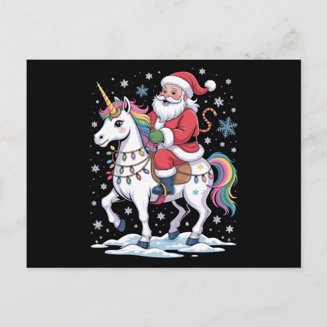 Tomte Enhörning Jul Regnbåge Ljus Jul Helg Vykort (Framsida)