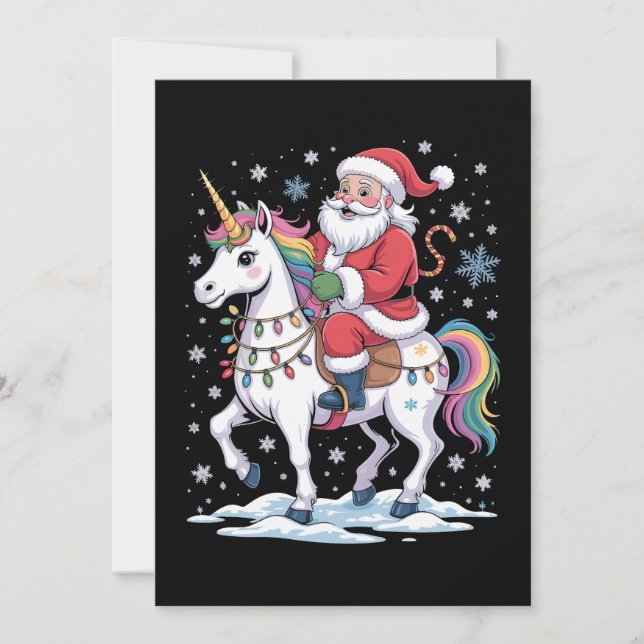 Tomte Enhörning Jul Regnbåge Ljus Jul Inbjudningar (Framsida)