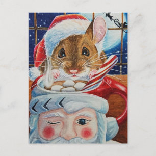 Tomte Fältmus med het kakao Vattenfärgskonst Vykort