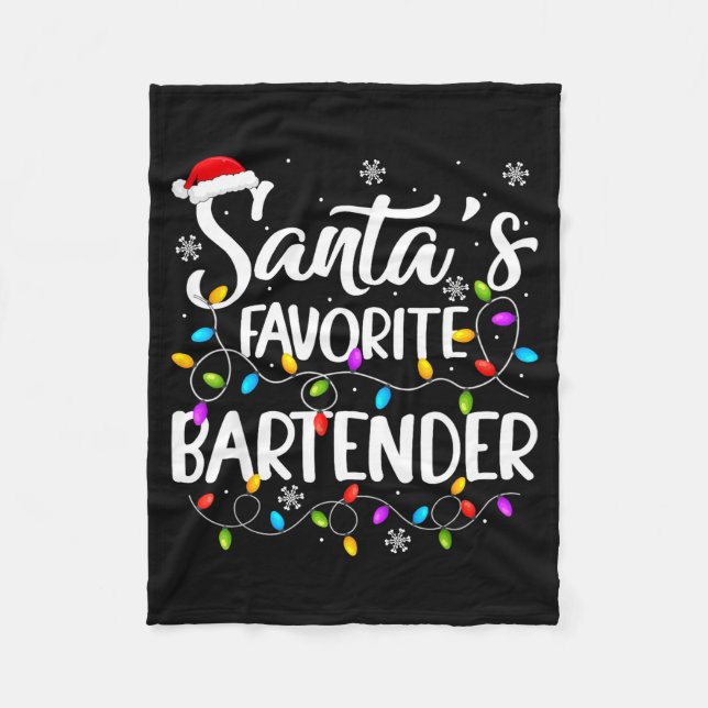 Tomte Favorit Bartender Julbelysning Roligt Xm Fleecefilt (Framsidan)