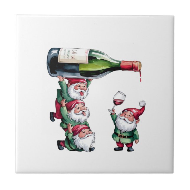 Tomte firar jul kakelplatta (Framsidan)