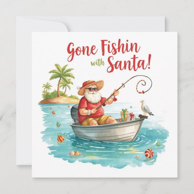 Tomte fiskar jul  julkort (Framsida)
