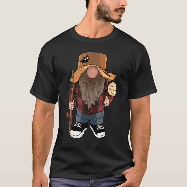 Tomte Fiskare Glad fars dag T Shirt (Framsida)