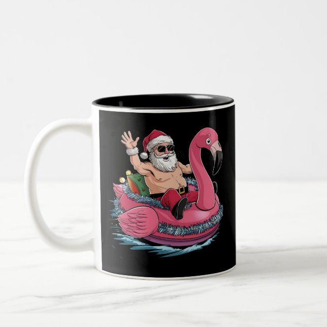 Tomte Flamingo Flotte Jul I Juli Sommar Två-Tonad Mugg (Vänster)