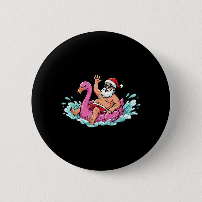 Tomte Flamingo Flotte Sommar Sommar Jul Män Knapp (Framsida)