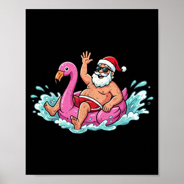 Tomte Flamingo Flotte Sommar Sommar Jul Män Poster (Framsidan)