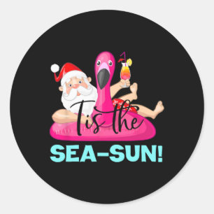 Tomte Flamingo Flotte Tis The Hav-sol Jul Runt Klistermärke