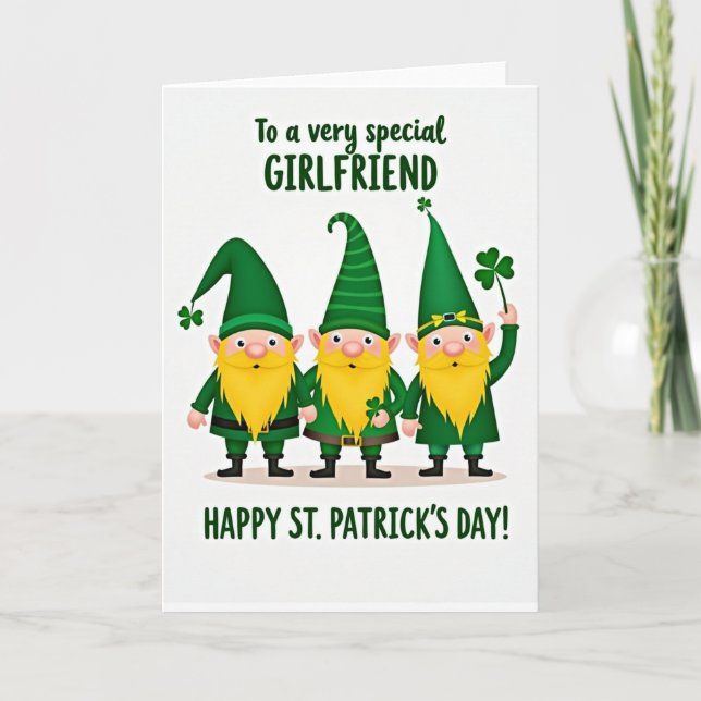 Tomte Flicka Glad St Patricks-kort Kort (Framsida)