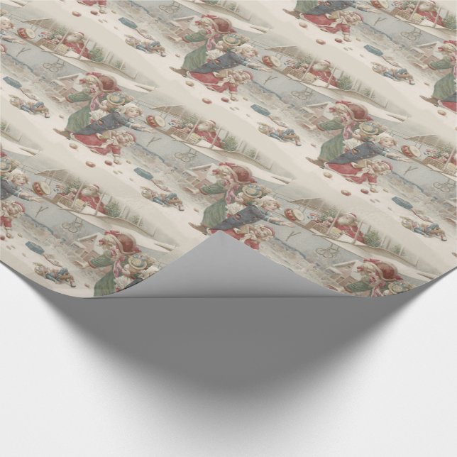 Tomte flygande leksaker julgran barn presentpapper (Hörn)